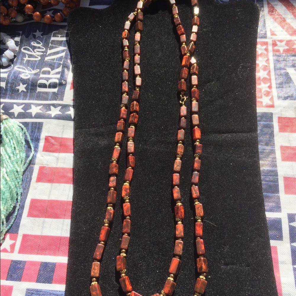 Oblong Iron Ore Vintage semi precious stone neck